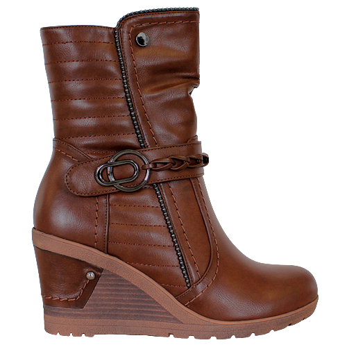 Redz Wedge Mid Boots - D3937 - Tan