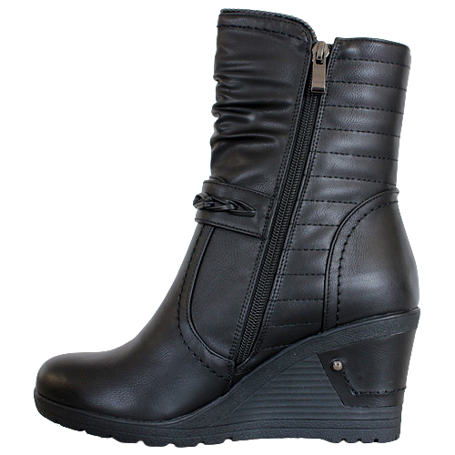 Redz Wedge Mid Boots  -D3937  Black