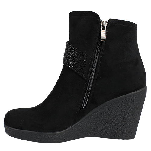 Redz Ladies Wedge Ankle Boots - D3410 - Black