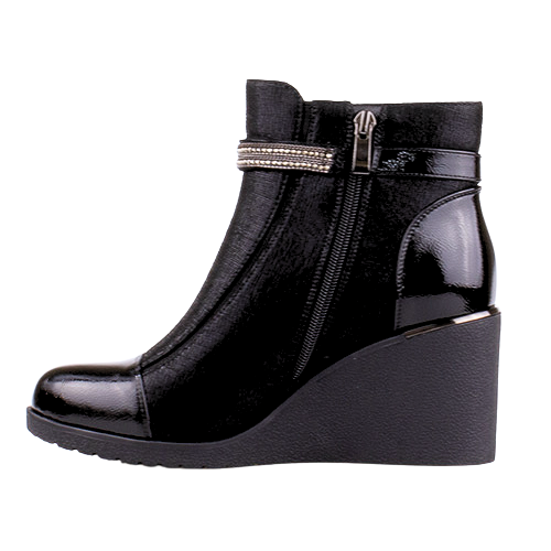 Redz Ladies Wedge Ankle Boots - H1775 - Black