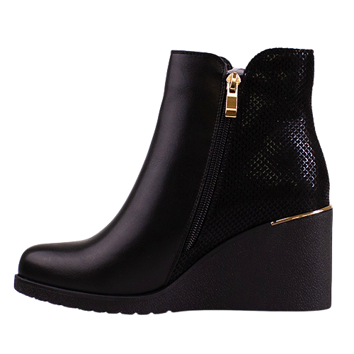 Redz Ladies Wedge Ankle Boots - H366 - Black