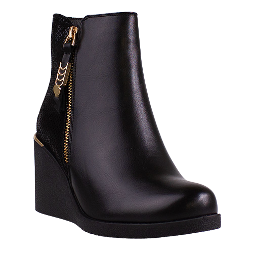 Redz Ladies Wedge Ankle Boots - H366 - Black