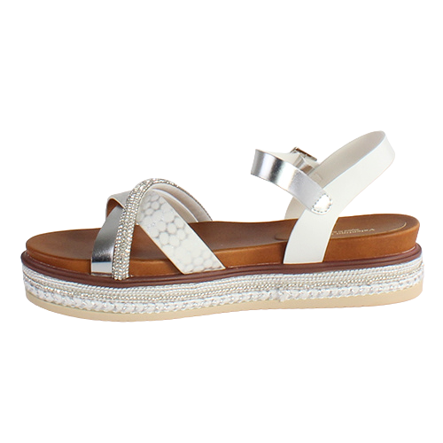 Redz Flatform Sandals - 6W8908-1 - White/Silver – Greenes Shoes