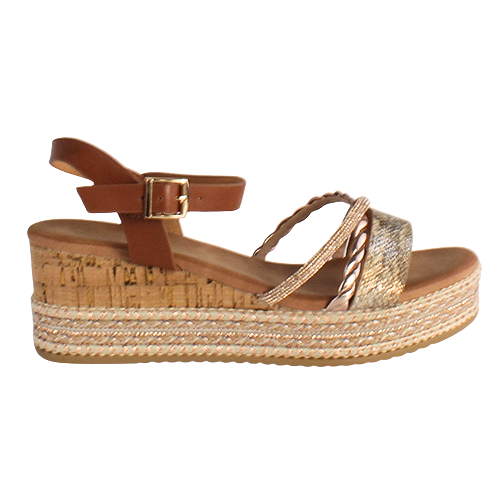 Redz Ladies Wedge Sandals - 6W8913-40 - Tan