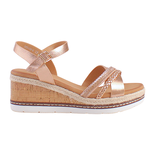 Redz Ladies Wedge Sandals - 6W9446-4- Champagne