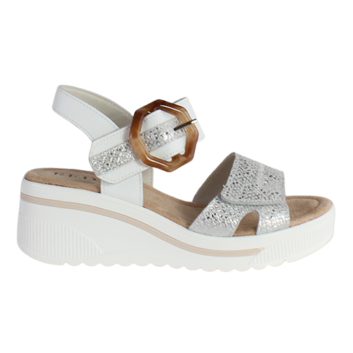 Redz Ladies Wedge Sandals - T42-203 - White / Silver – Greenes Shoes