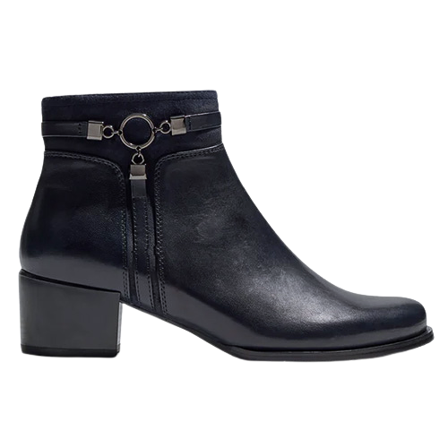 Regarde Le Ciel Block Heeled Ankle Boots - Jolene-29 - Navy