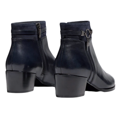 Regarde Le Ciel Block Heeled Ankle Boots - Jolene-29 - Navy
