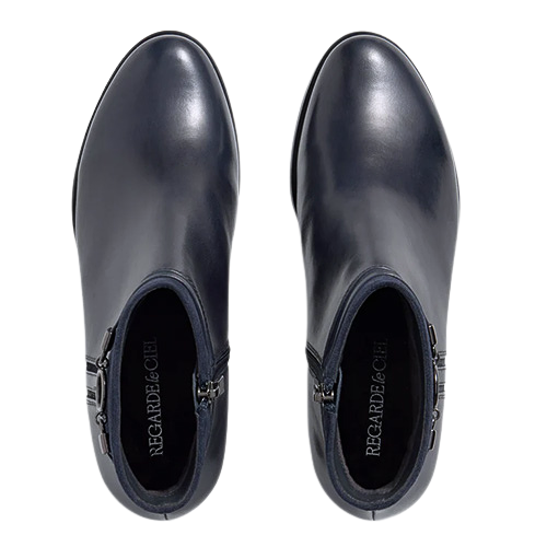 Regarde Le Ciel Block Heeled Ankle Boots - Jolene-29 - Navy