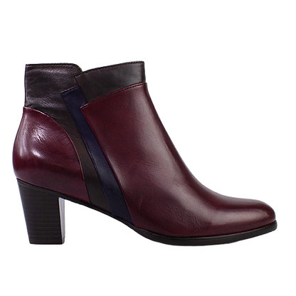 Regarde Le Ciel Ladies Block Heeled Ankle Boots - Sonia -137 - Burgundy Multi