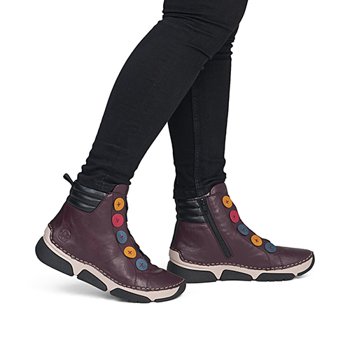 Rieker Ladies Ankle Boots - 45977 - Burgundy
