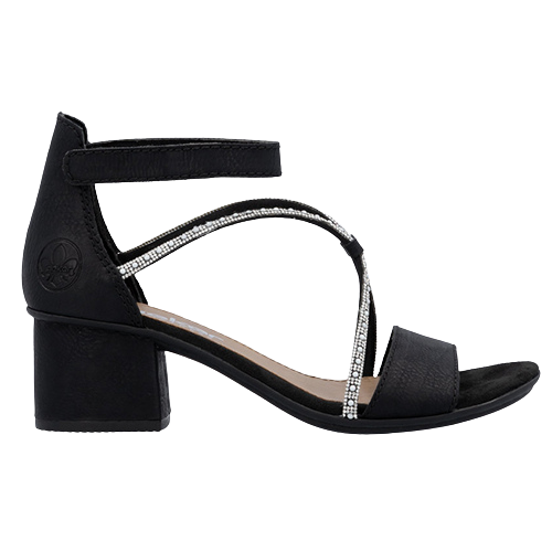 Rieker Ladies Block Heel Sandals - 64654-00 - Black
