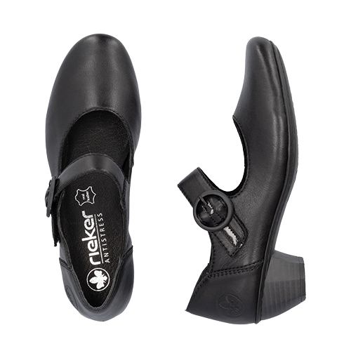 Rieker Block Heeled Mary Janes  -  41756-00 - Black