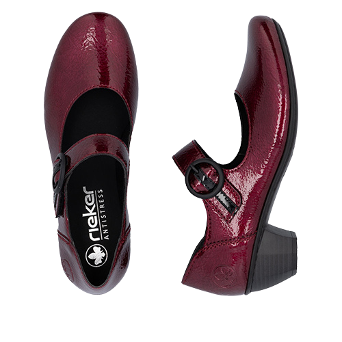 Rieker Block Heeled Mary Janes - 41756-33 - Burgundy