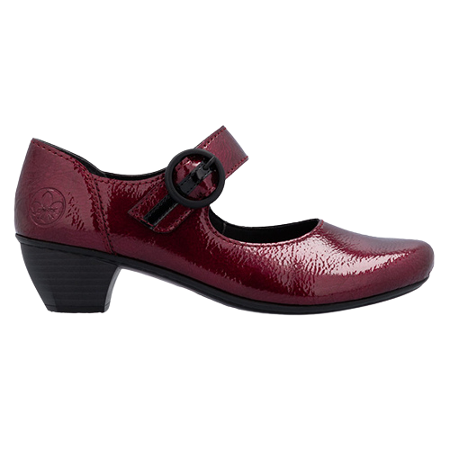 Rieker Block Heeled Mary Janes - 41756-33 - Burgundy