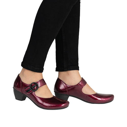 Rieker Block Heeled Mary Janes - 41756-33 - Burgundy