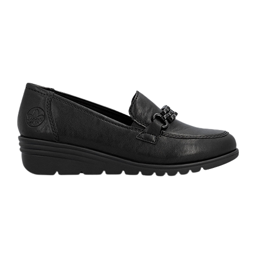 Rieker Ladies Wedge Loafers - L5361-00 - Black