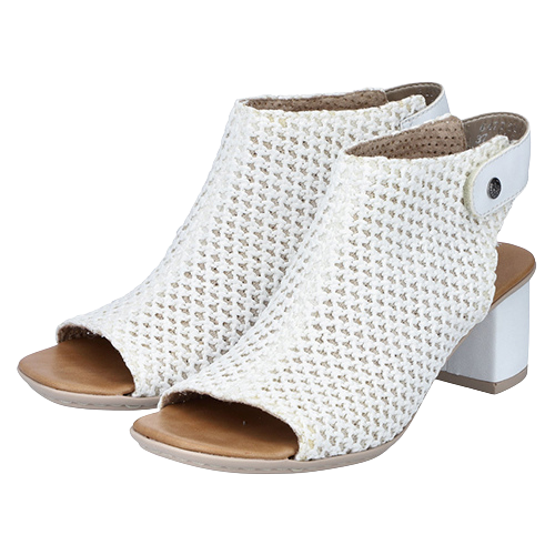 Rieker Ladies Block Heel Sandals - 64772 - White