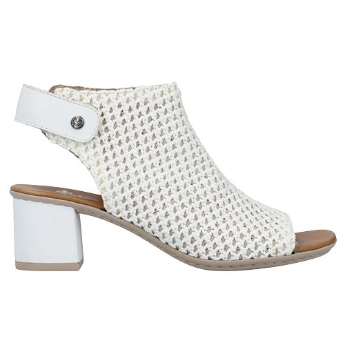 Rieker Ladies Block Heel Sandals - 64772 - White