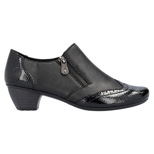 Rieker Block Heeled Shoes - 41757-00 - Black