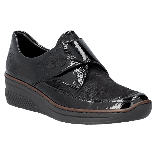 Rieker Ladies Wedge Shoes - 487C0- Black