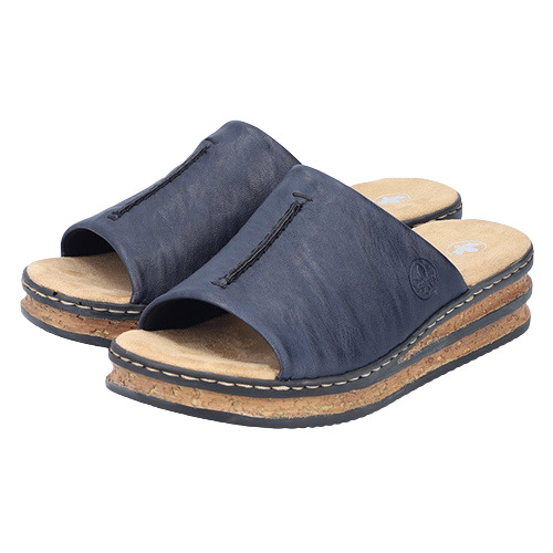 Rieker Ladies Wedge Mules - 62905-14 - Navy