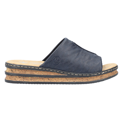 Rieker Ladies Wedge Mules - 62905-14 - Navy