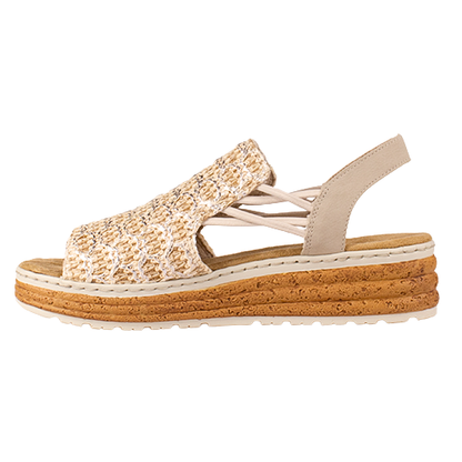 Rieker Ladies Sandals - 62741-60 - Beige/Silver
