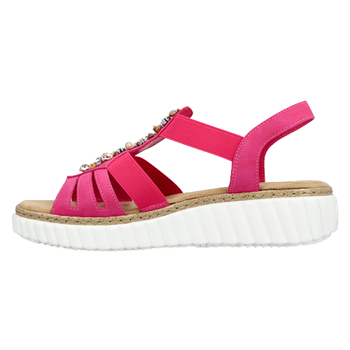 Rieker Low Wedge Sandals - 63249-31 - Pink