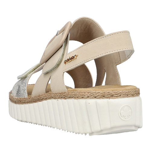 Rieker Wedge Sandals - 69260-60 - Beige/Gold