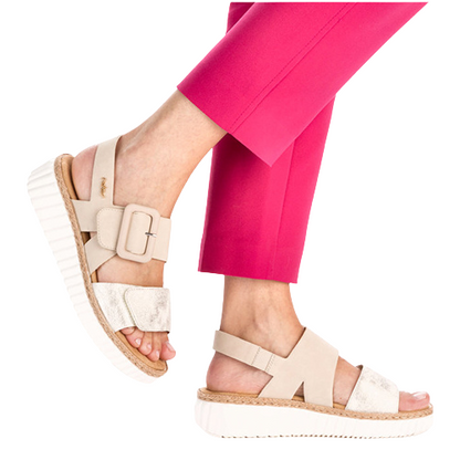 Rieker Wedge Sandals - 69260-60 - Beige/Gold