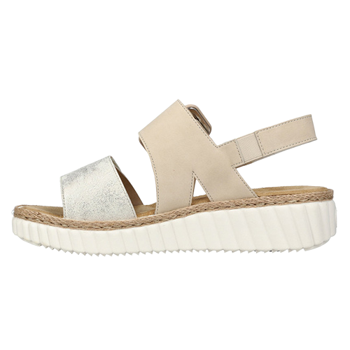 Rieker Wedge Sandals - 69260-60 - Beige/Gold