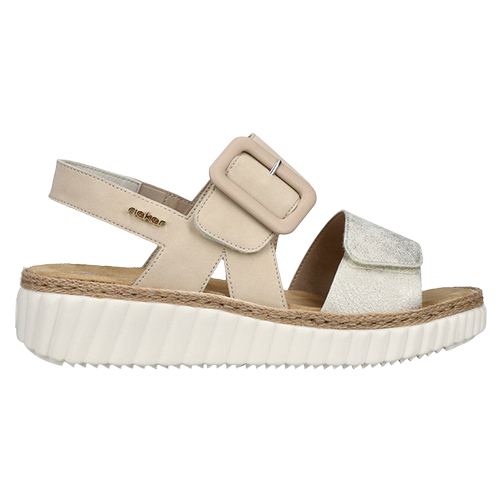 Rieker Wedge Sandals - 69260-60 - Beige/Gold