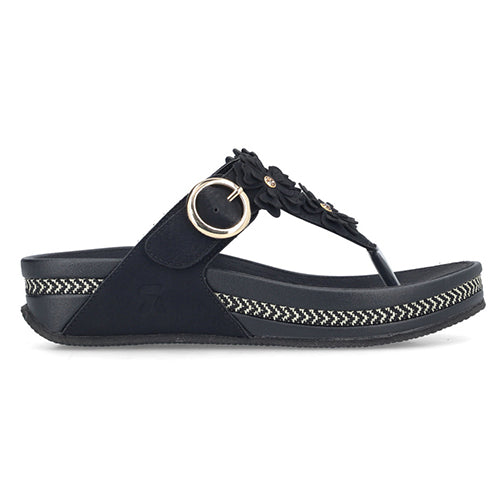 Rieker Ladies Toe Post Sandals - V1466-00 - Black
