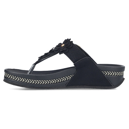 Rieker Ladies Toe Post Sandals - V1466-00 - Black