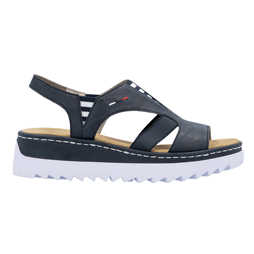 Rieker Ladies Platform  Sandals - V44Y5-14 - Navy