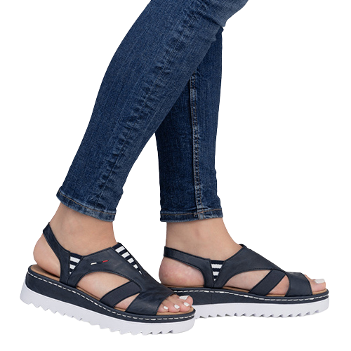 Rieker Ladies Platform  Sandals - V44Y5-14 - Navy