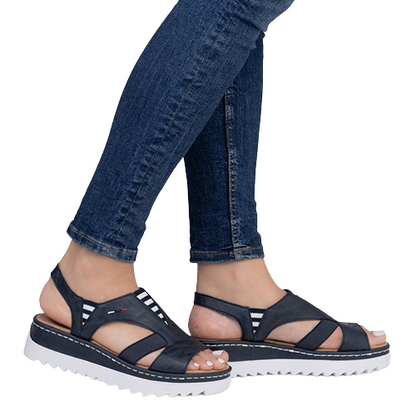 Rieker Ladies Platform  Sandals - V44Y5-14 - Navy