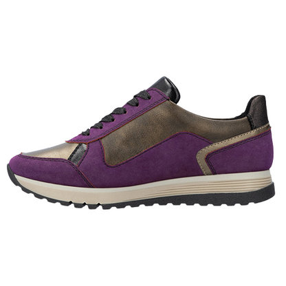 Rieker Ladies Wedge Trainers -  49002 - Purple/Bronze