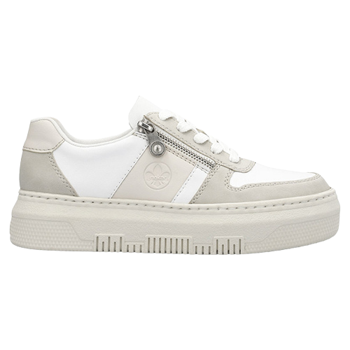 Rieker Ladies Platform Trainers - M1909-80 - White/.Beige