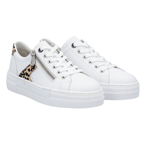 Rieker Ladies Trainers - N4924-81 - White /Leopard