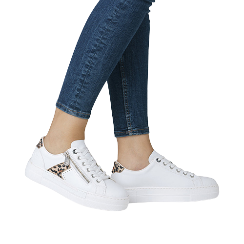 Rieker Ladies Trainers - N4924-81 - White /Leopard