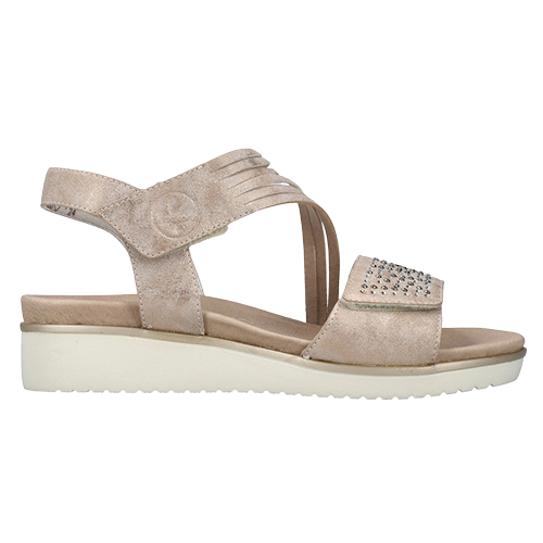 Rieker Low Wedge Sandals - V3764-90 - Rose Gold