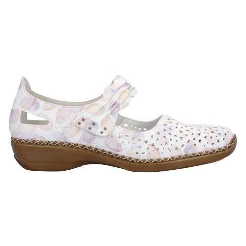 Rieker Ladies Cross Strap Shoes - 41399-91 - White
