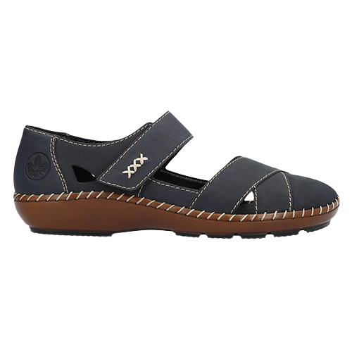 Rieker Ladies Velcro Strap Shoes - 44879-14 - Navy