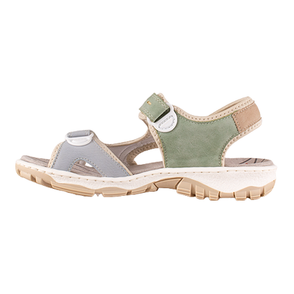 Rieker Ladies Walking Sandals - 68866 - Blue Multi