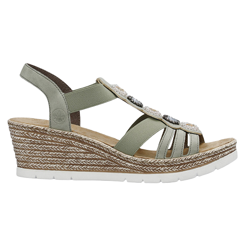 Rieker Ladies Wedge Sandals - 619B2-31 - Green