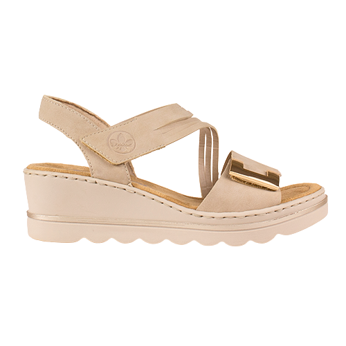 Rieker Ladies Wedge Sandals - 67410 - Beige