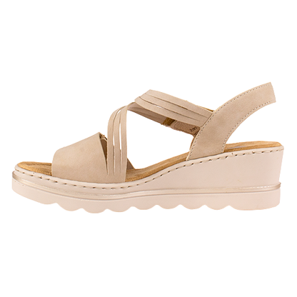 Rieker Ladies Wedge Sandals - 67410 - Beige