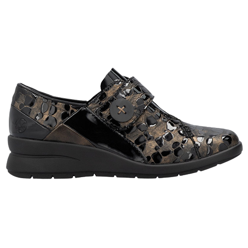 Rieker Ladies Wedge Shoes - L4856 - Black/Bronze